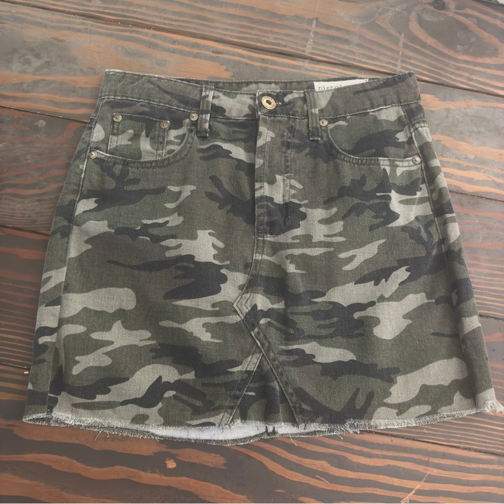 Vintage Pistola Camo Mini Skirt Raw Hem Size 26